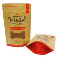 Custom Biodegradable Dog Cookies Food Packaging Bag kraft paper bag with bone shape window