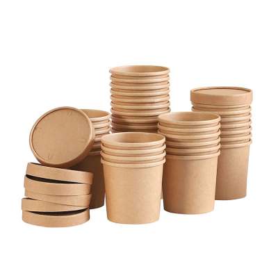 Promotion disposable food container custom size greaseproof kraft paper bowls with lids