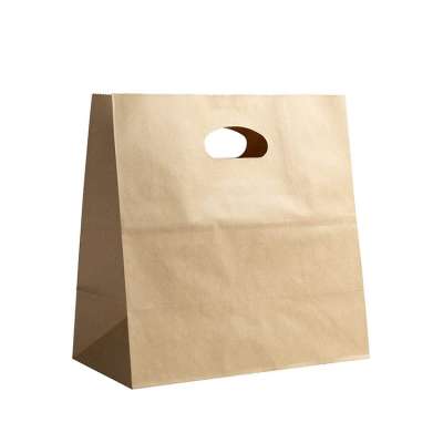 Eco Friendly Die Cut Handle Bags Durable Gift Packaging Brown Food Kraft Paper Bag