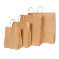 Biodegradable brown kraft paper bag packaging takeaway gifts bag with handles