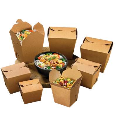 Take away kraft paper custom printed design biodegradable food grade paper noodle box