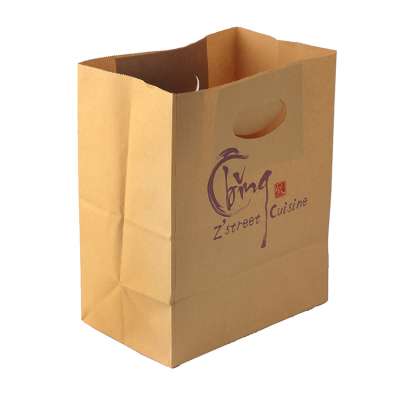 Wholesale durable accept your own logo printed kraft die cut brown paper bag