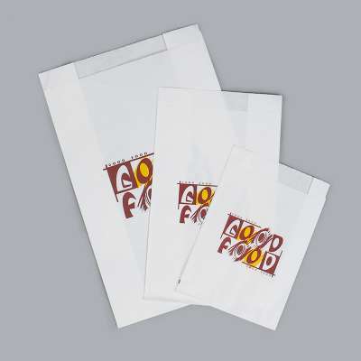 Factory bakery Food White Kraft Bread Packaging Paper Bags with logo With Plastic Window