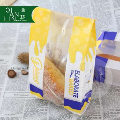 Disposable bakery bread packaging plastic kraft paper bags with window