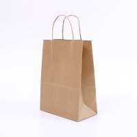 Custom made restaurant food kraft paper bags with handle