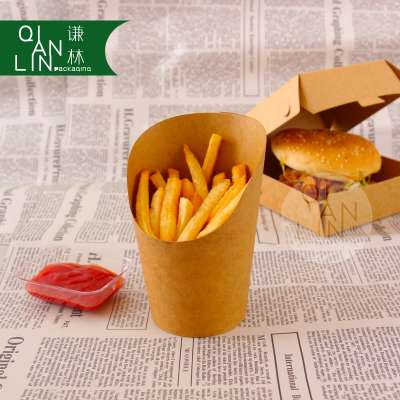 Brown Kraft Paper Cups with Logo Printing for French Fries/Chips