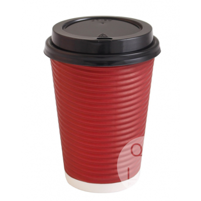 eco-friendly disposable take out paper coffee cup with ripple wall and lid