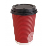 eco-friendly disposable take out paper coffee cup with ripple wall and lid