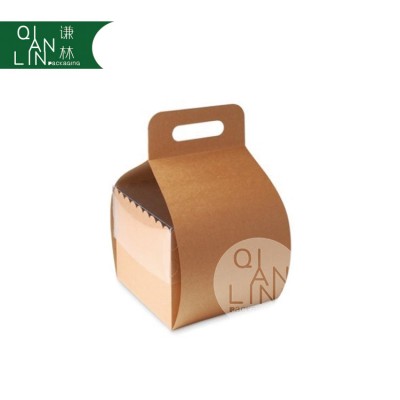 Natural brown Cake paper box with hanger and lid