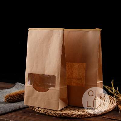 square bottom brown kraft paper bag biodegradable with window and tin tie