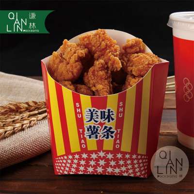 Disposable folding greaseproof take away french fries paper box