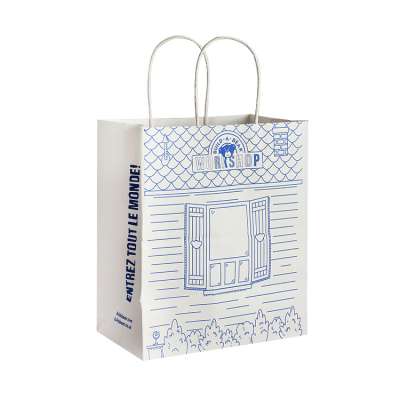 Recyclable eco friendly custom twist handle gift paper bags with your own logo