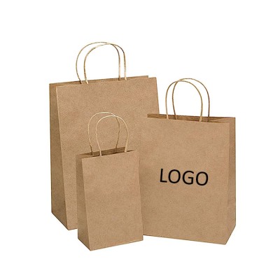 Wholesale large capacity recyclable durable kraft custom printed paper bags with your own logo