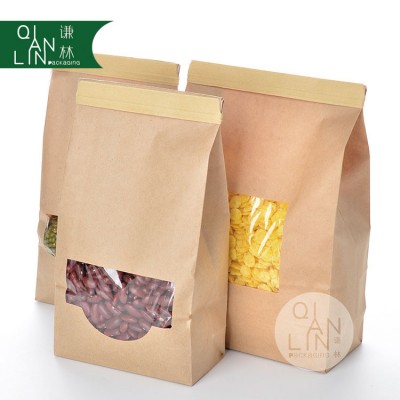 Eco Friendly Side Gusset with Clear Window kraft Paper Tin Tie Coffee Bags For Food Packaging