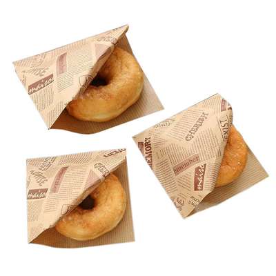 Natural Brown Cookie Creative Pastry custom Food Wrapping Kraft Paper Bags For Cookies