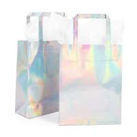 New arrivals custom design easy carry printed logo recyclable eco friendly gift holographic paper bags